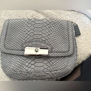 COACH Gray Snake Print Chain Shoulder Bag
